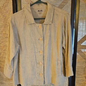Flax Natural Linen Button-Up Jacket